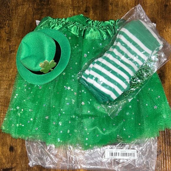 Little Girls Tutu, Above Knee Stockings, Gloves, Necklace, and Hair clip Set NWT - Picture 1 of 6